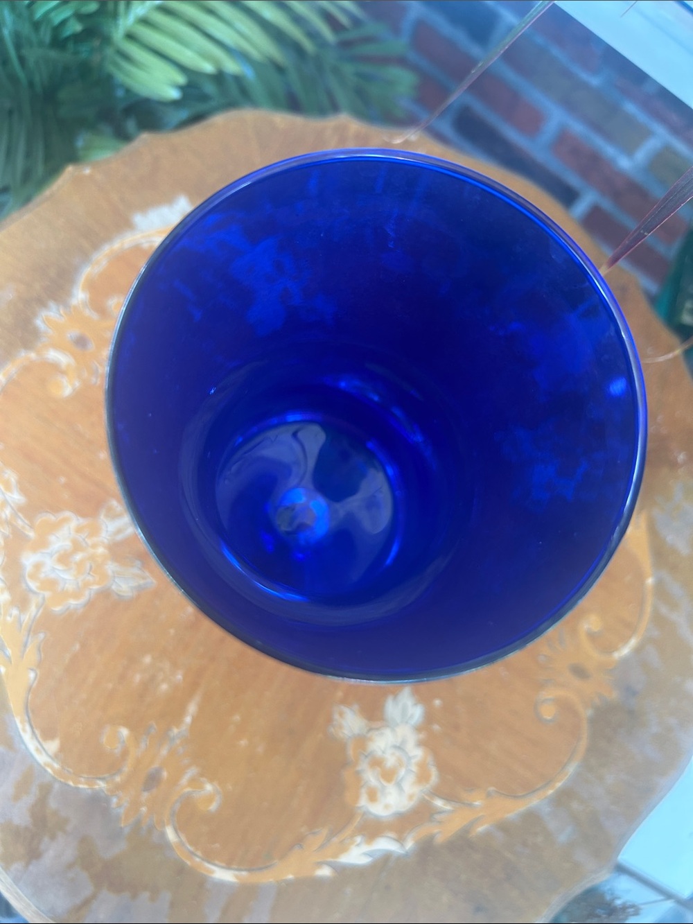 Vintage Cobalt Blue Glass Pedestal Vase - Picture 2 of 6